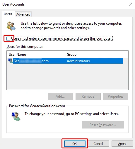 Netplwiz Disable Password