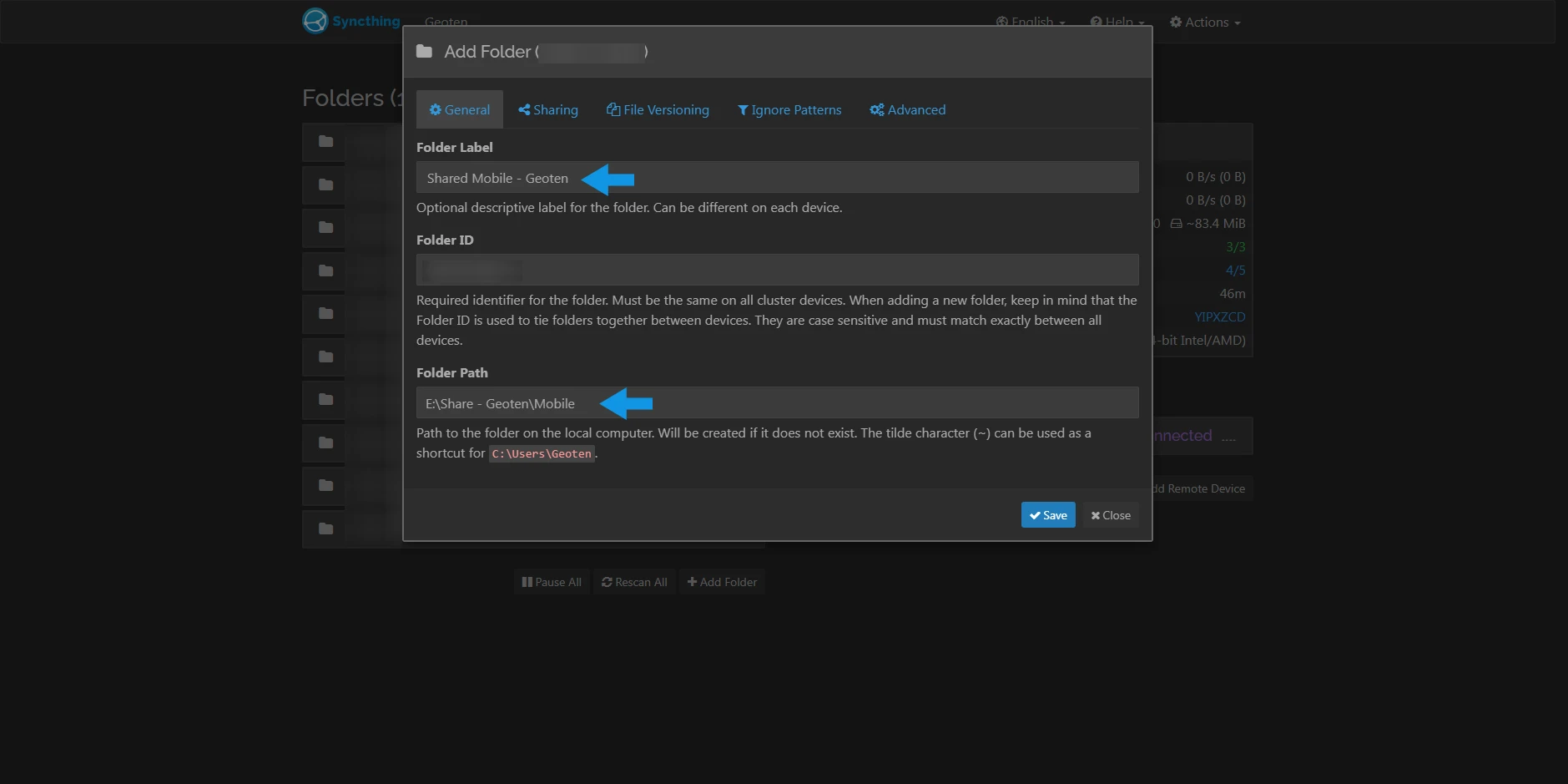 Syncthing Create Folder