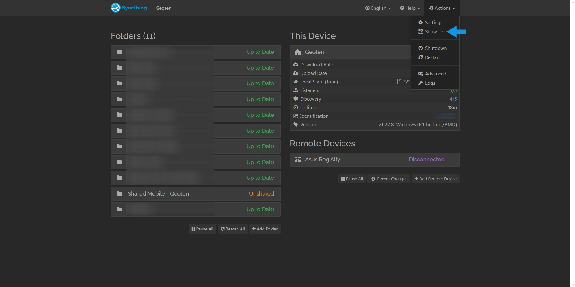 Syncthing Add Device