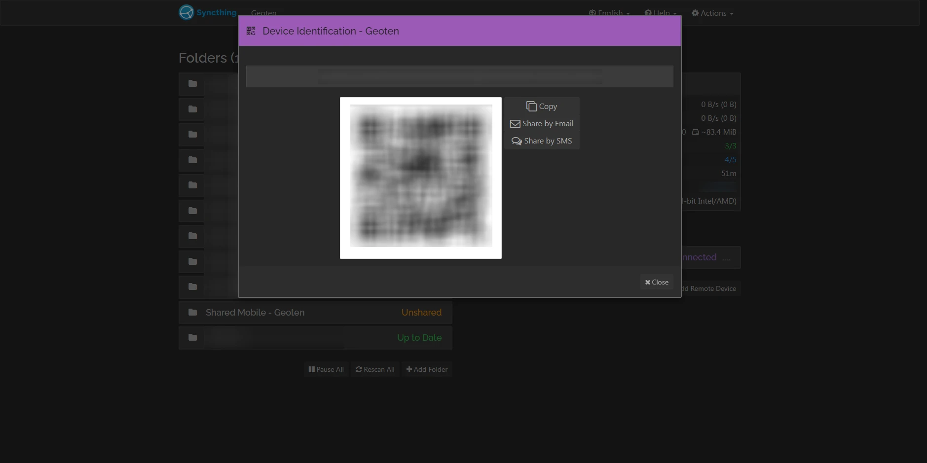 Syncthing Add Device