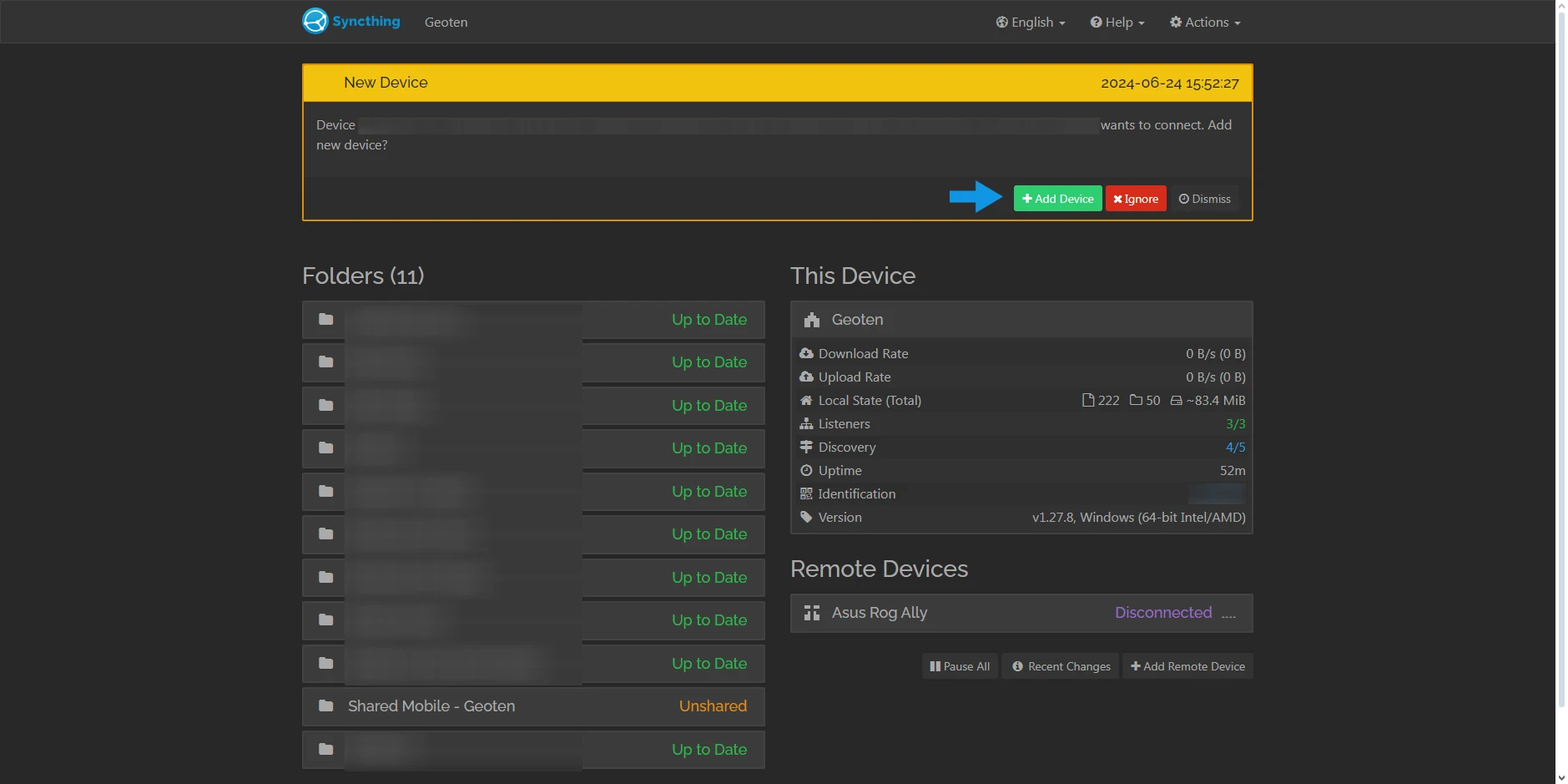 Syncthing Add Device